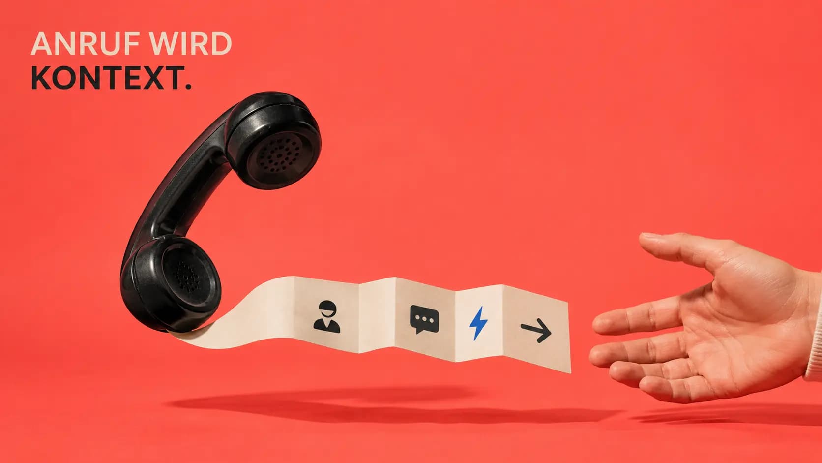 Ein Telefonhörer verwandelt einen eingehenden Anruf in strukturierten Kontext für die menschliche Übergabe