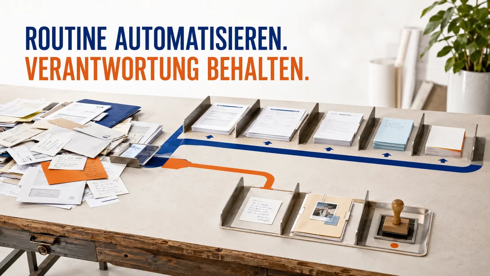 Geschäftsdokumente werden in automatisierbare Routinen und Entscheidungen mit menschlicher Verantwortung sortiert